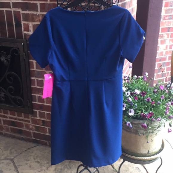 Betsey Johnson Royal Blue Crepe V-Neck Dress - Picture 6 of 7